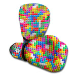 Colorful Brick Puzzle Game Pattern Print Boxing Gloves