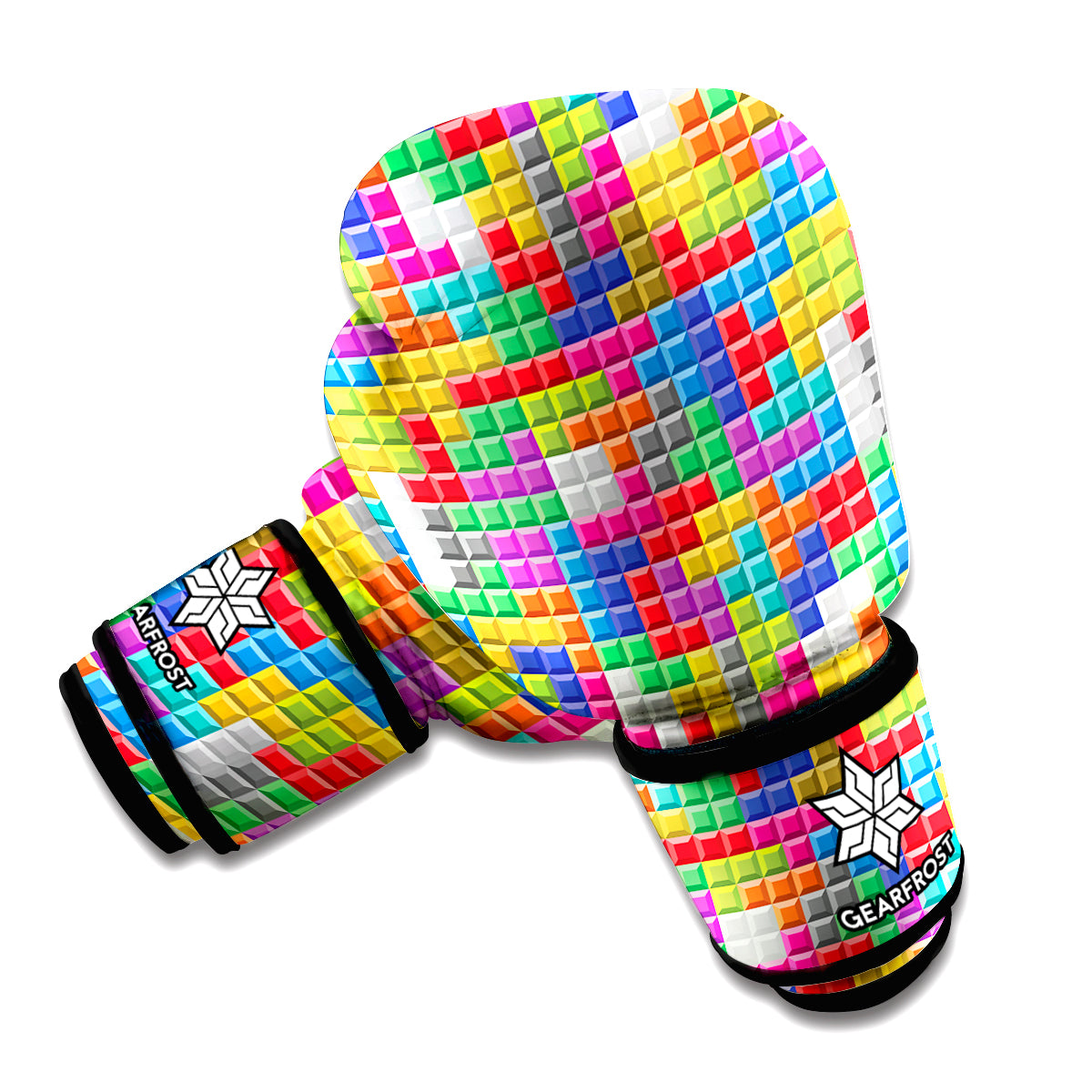 Colorful Brick Puzzle Game Pattern Print Boxing Gloves