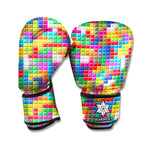 Colorful Brick Puzzle Game Pattern Print Boxing Gloves