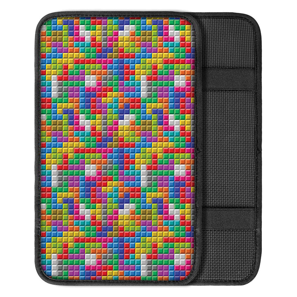 Colorful Brick Puzzle Game Pattern Print Car Center Console Cover