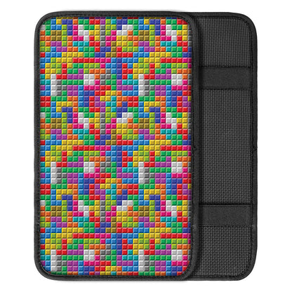 Colorful Brick Puzzle Game Pattern Print Car Center Console Cover