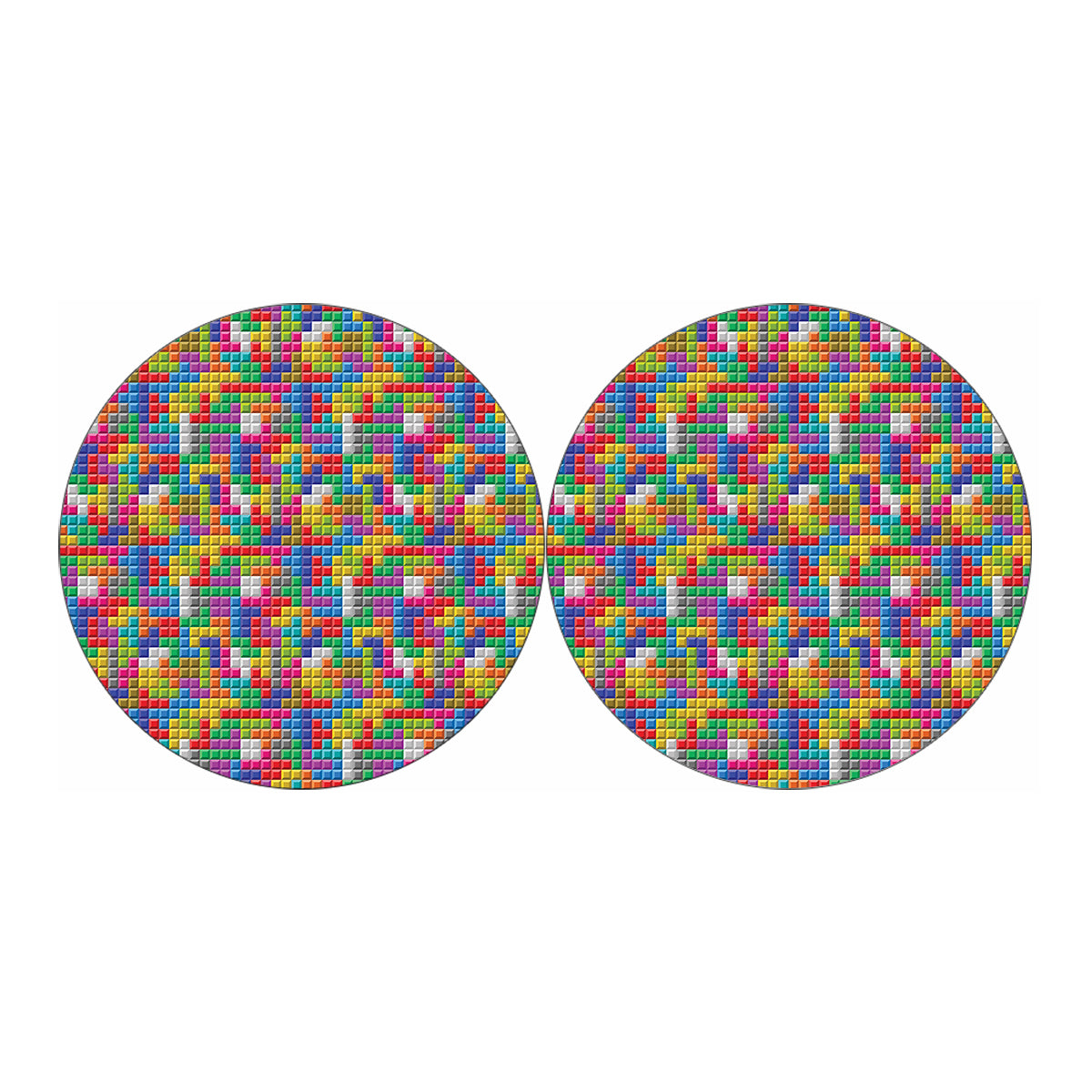 Colorful Brick Puzzle Game Pattern Print Car Coasters