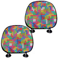 Colorful Brick Puzzle Game Pattern Print Car Headrest Covers