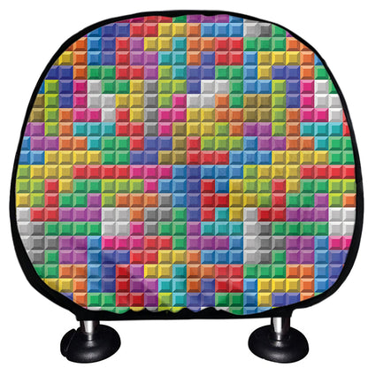 Colorful Brick Puzzle Game Pattern Print Car Headrest Covers
