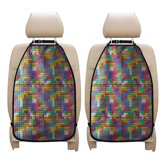 Colorful Brick Puzzle Game Pattern Print Car Seat Organizers