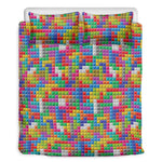 Colorful Brick Puzzle Game Pattern Print Duvet Cover Bedding Set