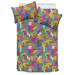 Colorful Brick Puzzle Game Pattern Print Duvet Cover Bedding Set