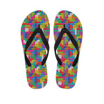 Colorful Brick Puzzle Game Pattern Print Flip Flops