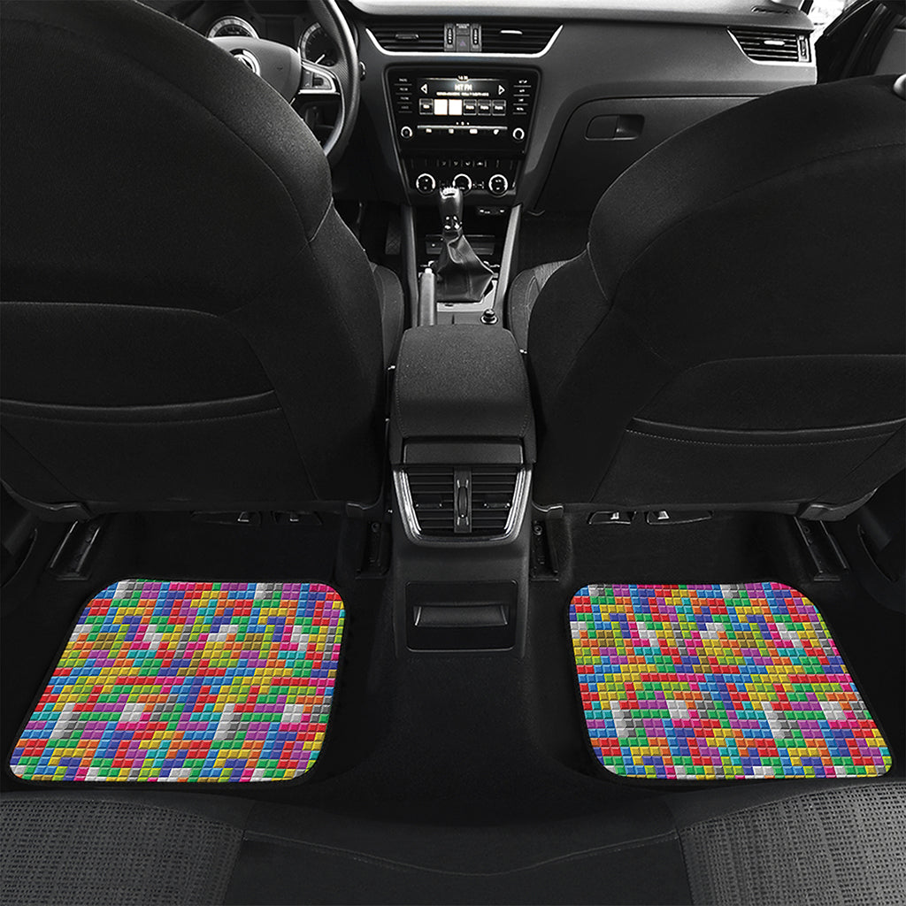 Colorful Brick Puzzle Game Pattern Print Front and Back Car Floor Mats