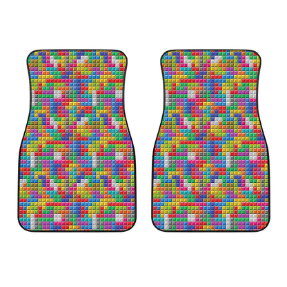 Colorful Brick Puzzle Game Pattern Print Front Car Floor Mats