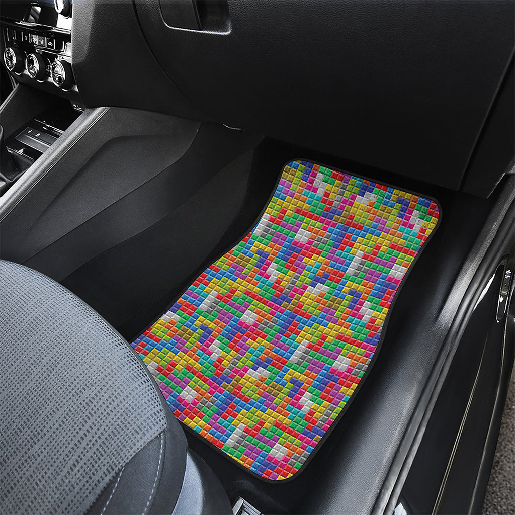 Colorful Brick Puzzle Game Pattern Print Front Car Floor Mats