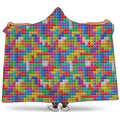 Colorful Brick Puzzle Game Pattern Print Hooded Blanket