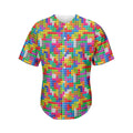 Colorful Brick Puzzle Game Pattern Print Men's Baseball Jersey