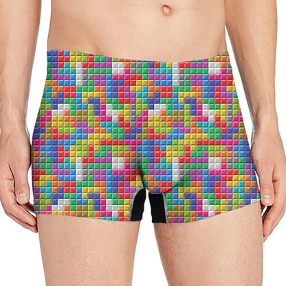 Colorful Brick Puzzle Game Pattern Print Men's Boxer Briefs