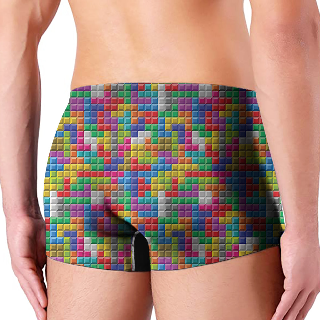 Colorful Brick Puzzle Game Pattern Print Men's Boxer Briefs