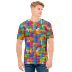 Colorful Brick Puzzle Game Pattern Print Men's T-Shirt
