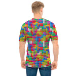 Colorful Brick Puzzle Game Pattern Print Men's T-Shirt