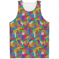 Colorful Brick Puzzle Game Pattern Print Men's Tank Top