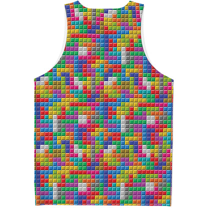 Colorful Brick Puzzle Game Pattern Print Men's Tank Top