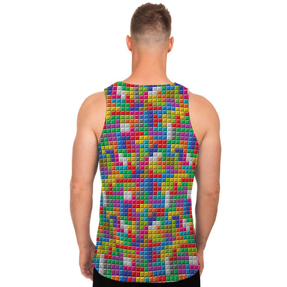 Colorful Brick Puzzle Game Pattern Print Men's Tank Top