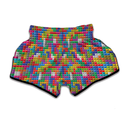 Colorful Brick Puzzle Game Pattern Print Muay Thai Boxing Shorts