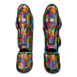 Colorful Brick Puzzle Game Pattern Print Muay Thai Shin Guard