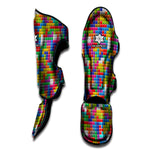 Colorful Brick Puzzle Game Pattern Print Muay Thai Shin Guard