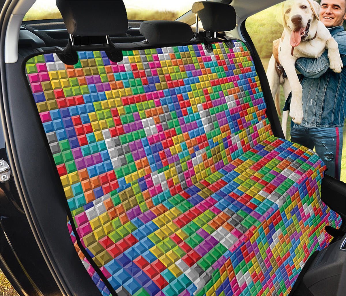 Colorful Brick Puzzle Game Pattern Print Pet Car Back Seat Cover