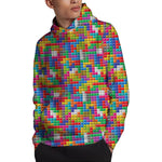 Colorful Brick Puzzle Game Pattern Print Pullover Hoodie