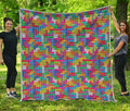 Colorful Brick Puzzle Game Pattern Print Quilt