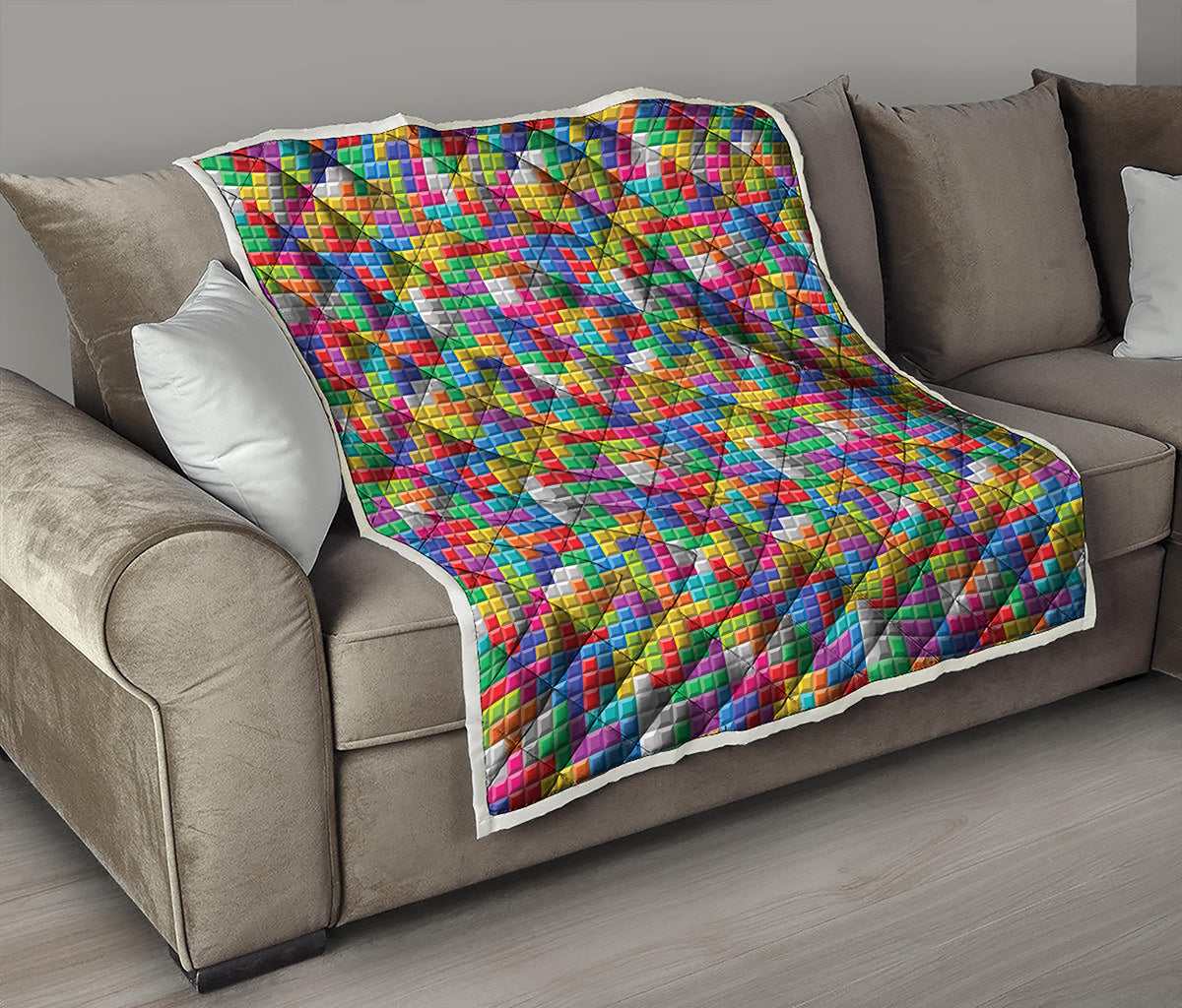 Colorful Brick Puzzle Game Pattern Print Quilt