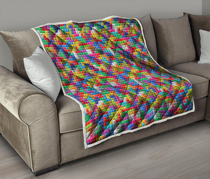 Colorful Brick Puzzle Game Pattern Print Quilt