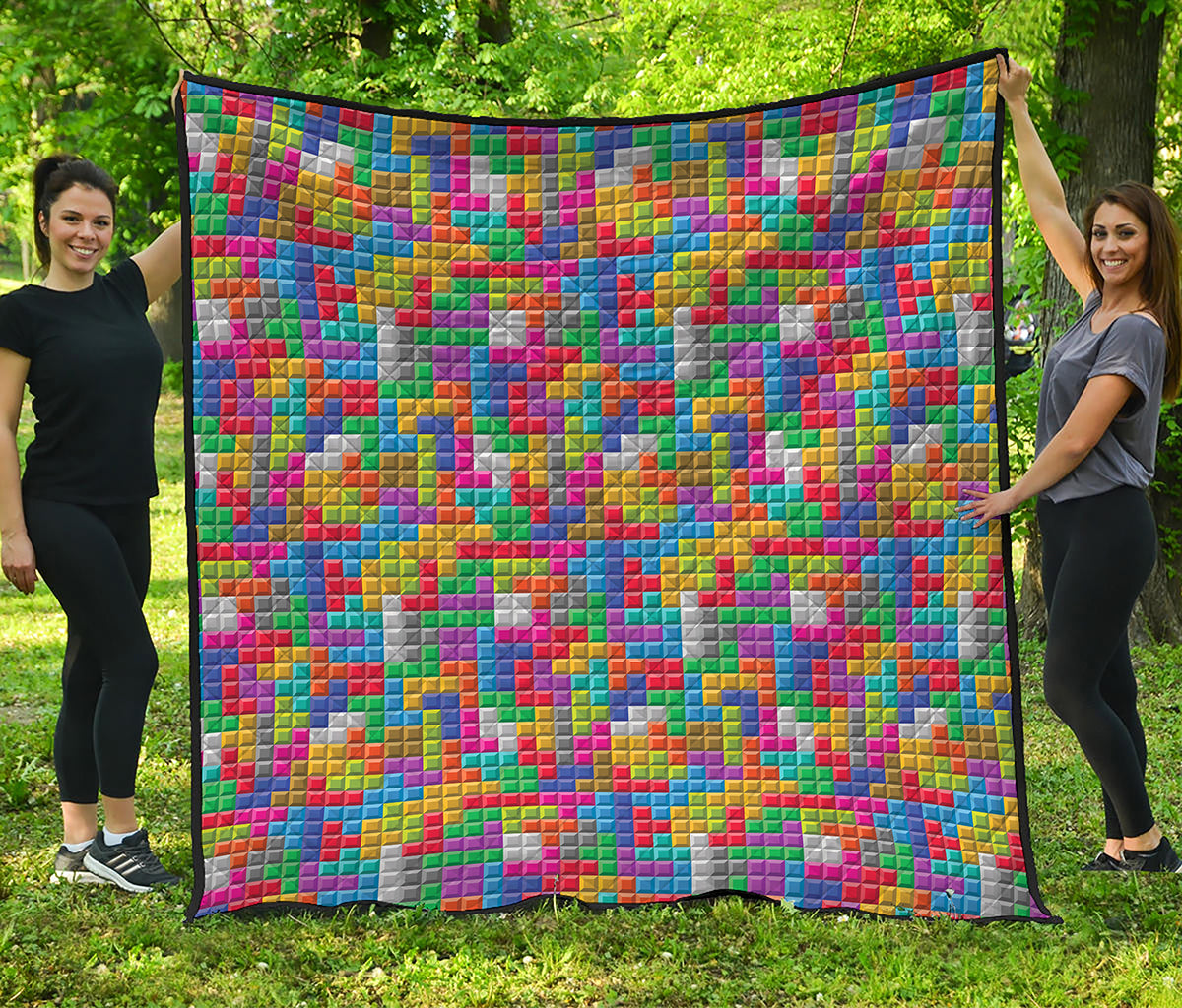 Colorful Brick Puzzle Game Pattern Print Quilt