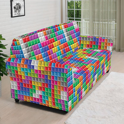 Colorful Brick Puzzle Game Pattern Print Sofa Cover