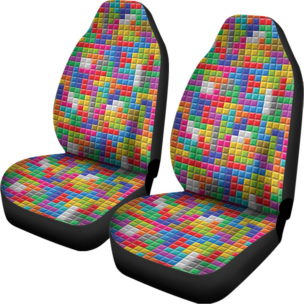 Colorful Brick Puzzle Game Pattern Print Universal Fit Car Seat Covers