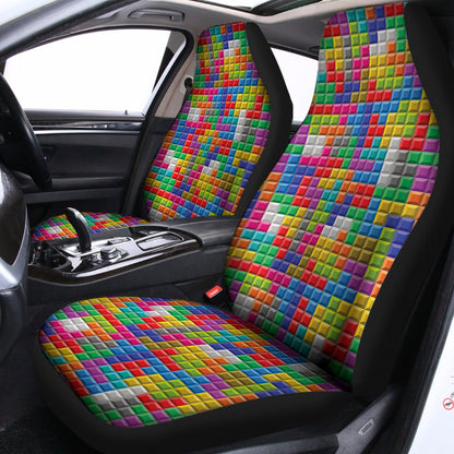 Colorful Brick Puzzle Game Pattern Print Universal Fit Car Seat Covers