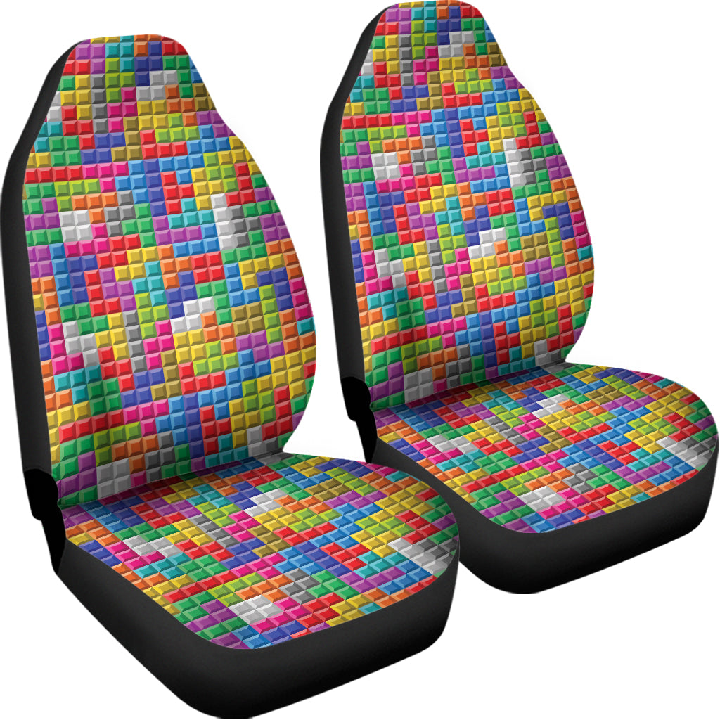 Colorful Brick Puzzle Game Pattern Print Universal Fit Car Seat Covers