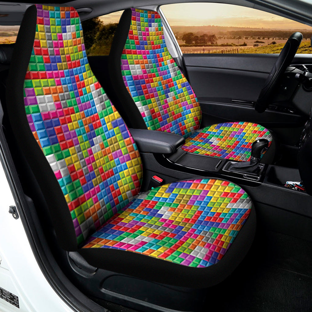 Colorful Brick Puzzle Game Pattern Print Universal Fit Car Seat Covers