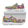 Colorful Brick Puzzle Game Pattern Print White Running Shoes