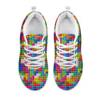 Colorful Brick Puzzle Game Pattern Print White Sneakers