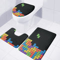 Colorful Brick Puzzle Video Game Print 3 Piece Bath Mat Set