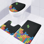 Colorful Brick Puzzle Video Game Print 3 Piece Bath Mat Set