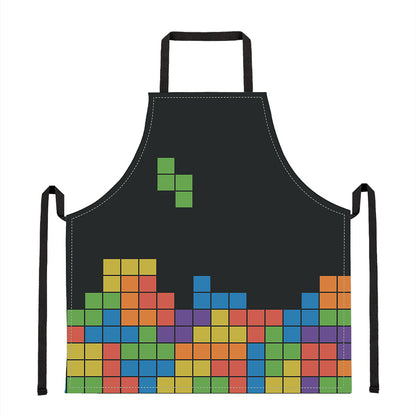 Colorful Brick Puzzle Video Game Print Apron