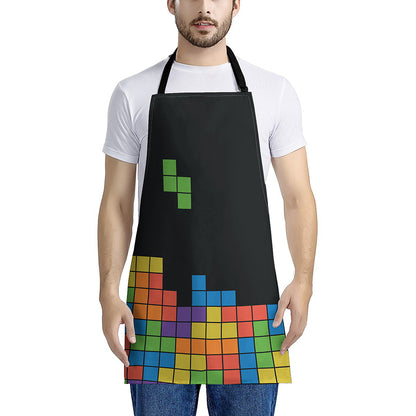 Colorful Brick Puzzle Video Game Print Apron