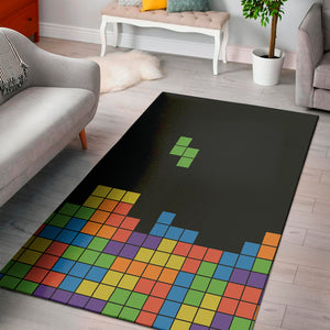 Colorful Brick Puzzle Video Game Print Area Rug