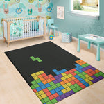 Colorful Brick Puzzle Video Game Print Area Rug