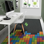 Colorful Brick Puzzle Video Game Print Area Rug