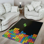 Colorful Brick Puzzle Video Game Print Area Rug