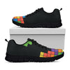 Colorful Brick Puzzle Video Game Print Black Sneakers
