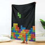 Colorful Brick Puzzle Video Game Print Blanket